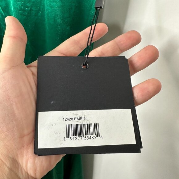 NWT Mac Duggal Charmeuse Rhinestone Strap Trumpet Gown Emerald 2 #8277 - Picture 5 of 7